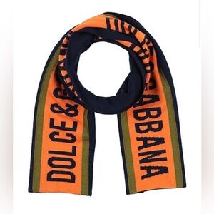 Dolce & Gabbana Scarf for Boys. Size 10/12. Color Blue, Orange. Virgin Wool.